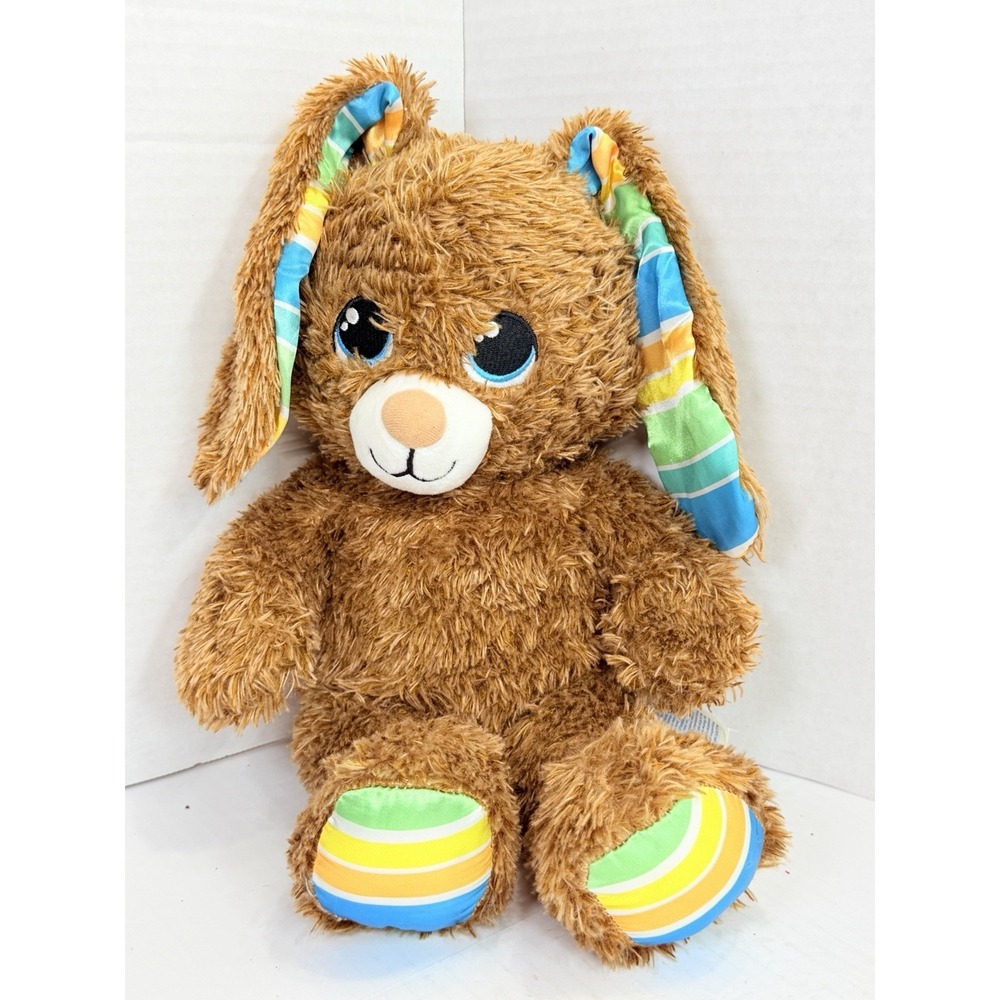 Build-A-Bear Workshop Chocolate Stripe Bunny Plush dressed in "Happy Easter"...
